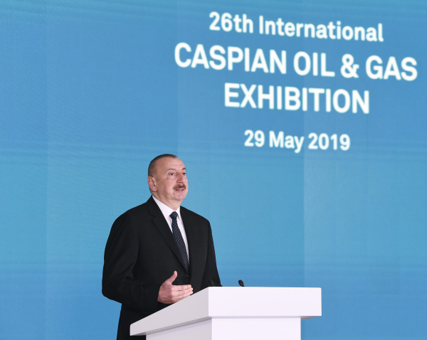 Prezident İlham Əliyev XXVI Beynəlxalq “Xəzər Neft və Qaz-2019” sərgi və konfransının açılışında işt